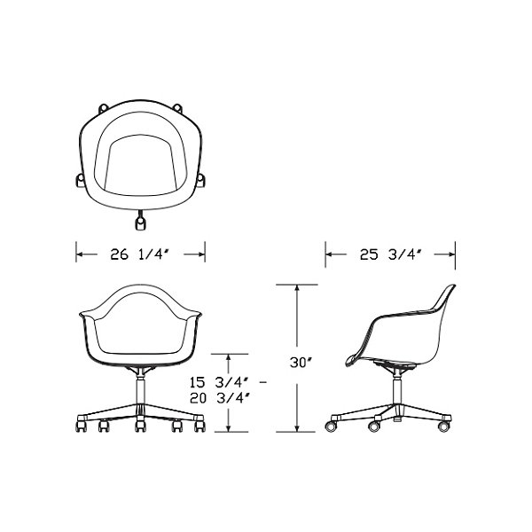 Eames Molded Plastic Task Armchair Fully Upholstered