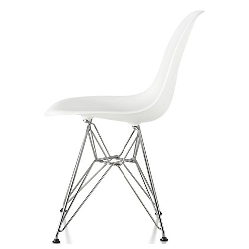 Eames Molded Plastic Side Chair (White/Chrome) - OPEN BOX