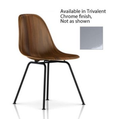 Eames Molded Wood Side Chair with 4-Leg Base (Trivalent Chrome/Santos Palisander/Standard Glide) - OPEN BOX RETURN