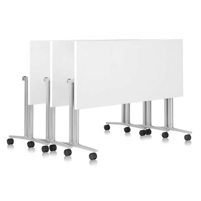 Everywhere Flip-Top Table(White|White|Silver|60 In)-OPEN BOX