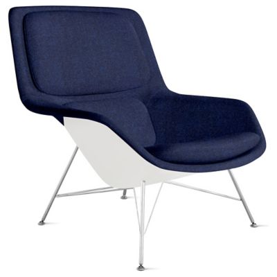Striad Lounge Mid Back Chair, Wire Base