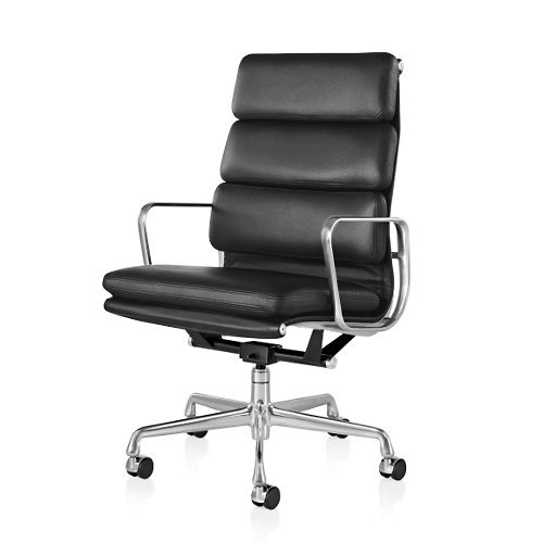 Eames Soft Pad Executive Chair(Alumnum/Leather Blk)-OPEN BOX
