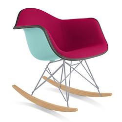 Eames Molded Plastic Armchair with Rocker Base, Upholstered