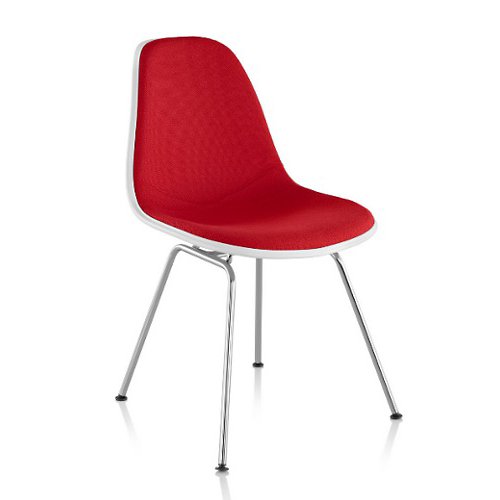Eames Molded Plastic Side Chair with 4-Leg Base, Upholstered