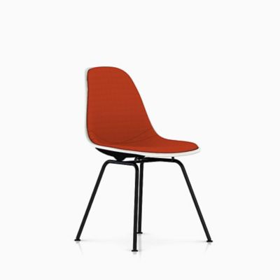 Eames Molded Plastic Side Chair with 4-Leg Base, Upholstered