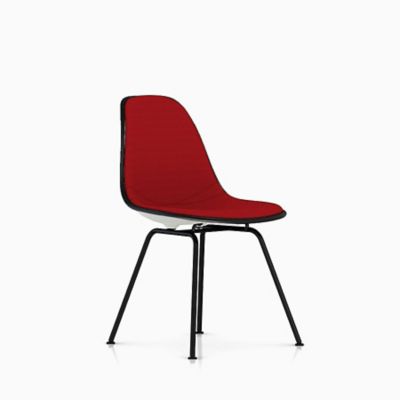 Eames Molded Plastic Side Chair with 4-Leg Base, Upholstered
