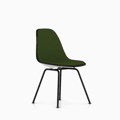 Eames Molded Plastic Side Chair with 4-Leg Base, Upholstered