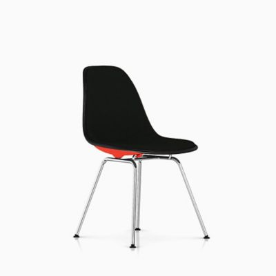 Eames Molded Plastic Side Chair with 4-Leg Base, Upholstered