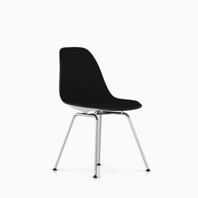 Eames Molded Plastic Side Chair with 4-Leg Base, Upholstered