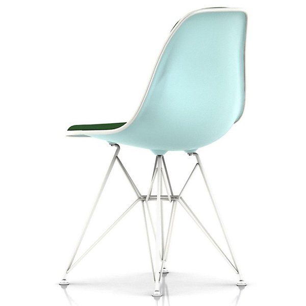 Eames Molded Plastic Side Chair with Wire Base, Upholstered