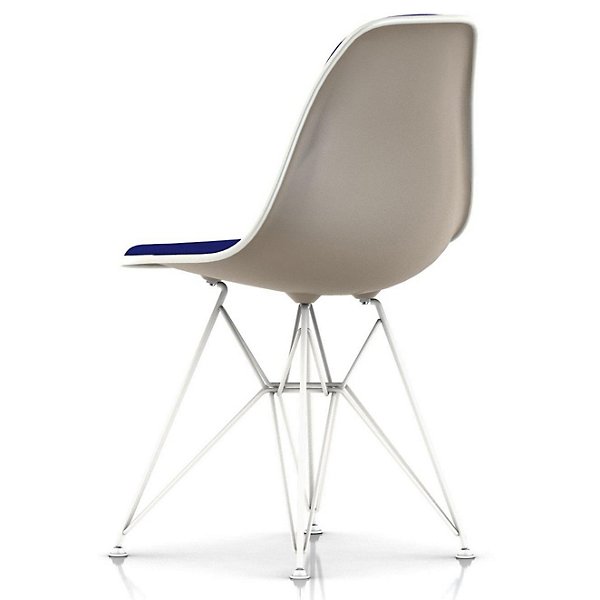 Eames Molded Plastic Side Chair with Wire Base, Upholstered
