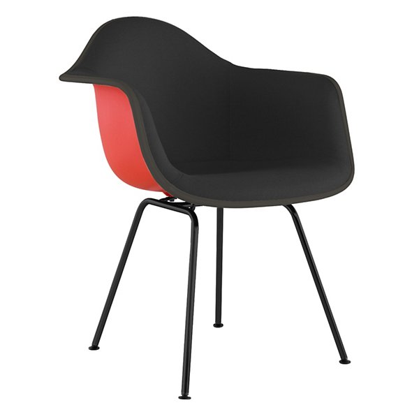 Eames Molded Plastic Armchair with 4-Leg Base, Upholstered