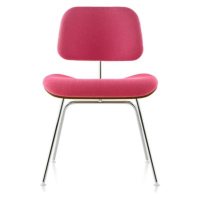 Eames Molded Plywood Dining Chair with Metal Legs, Upholstered