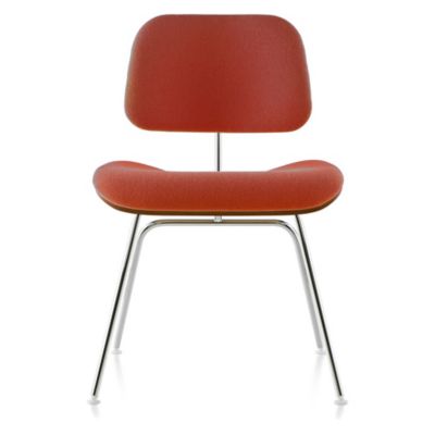 Eames Molded Plywood Dining Chair with Metal Legs, Upholstered