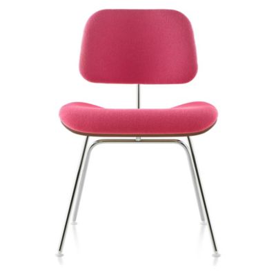 Eames Molded Plywood Dining Chair with Metal Legs, Upholstered