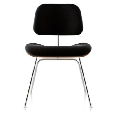 Eames Molded Plywood Dining Chair with Metal Legs, Upholstered