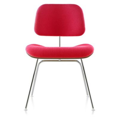Eames Molded Plywood Dining Chair with Metal Legs, Upholstered