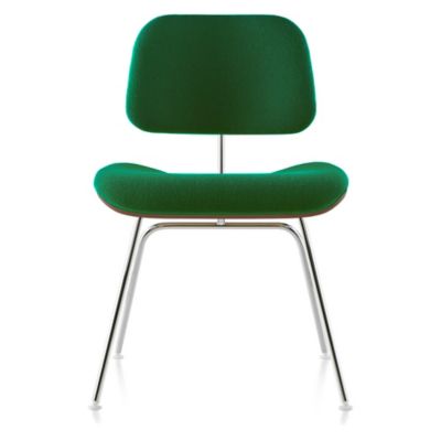 Eames Molded Plywood Dining Chair with Metal Legs, Upholstered
