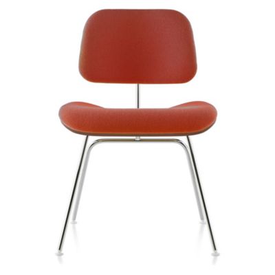 Eames Molded Plywood Dining Chair with Metal Legs, Upholstered