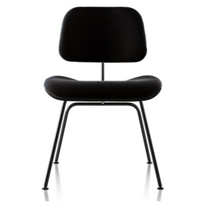 Eames Molded Plywood Dining Chair with Metal Legs, Upholstered