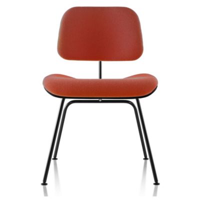 Eames Molded Plywood Dining Chair with Metal Legs, Upholstered