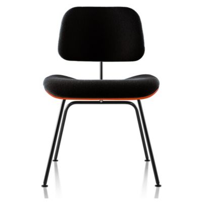 Eames Molded Plywood Dining Chair with Metal Legs, Upholstered