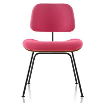 Eames Molded Plywood Dining Chair with Metal Legs, Upholstered