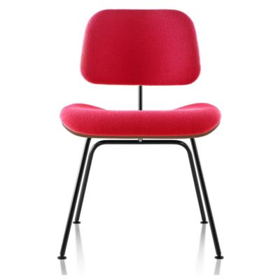 Eames Molded Plywood Dining Chair with Metal Legs, Upholstered