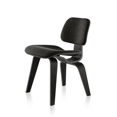 Eames Molded Plywood Dining Chair with Wood Legs, Upholstered