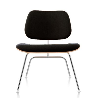 Eames Molded Plywood Lounge Chair with Metal Legs, Upholstered