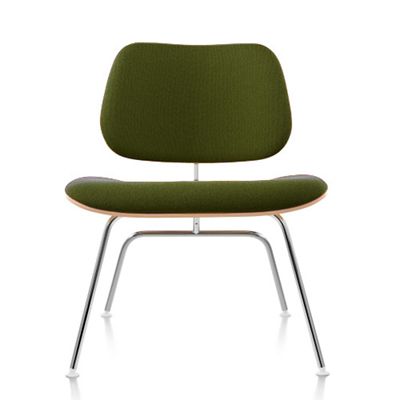 Eames Molded Plywood Lounge Chair with Metal Legs, Upholstered