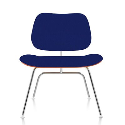 Eames Molded Plywood Lounge Chair with Metal Legs, Upholstered
