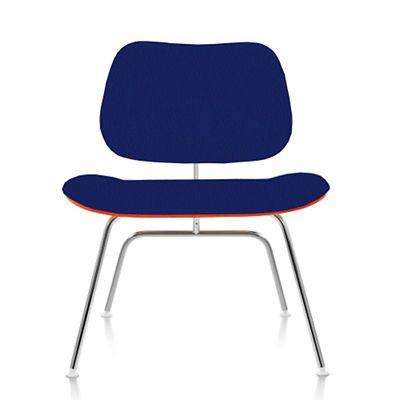 Eames Molded Plywood Lounge Chair with Metal Legs, Upholstered