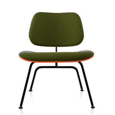 Eames Molded Plywood Lounge Chair with Metal Legs, Upholstered