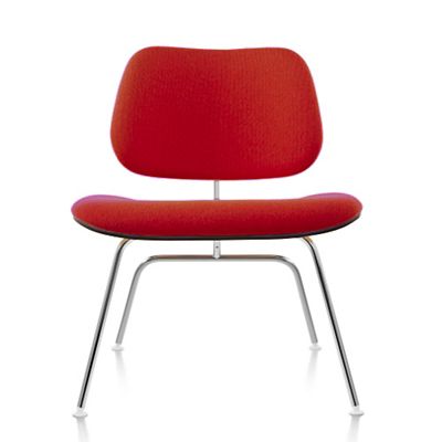 Eames Molded Plywood Lounge Chair with Metal Legs, Upholstered