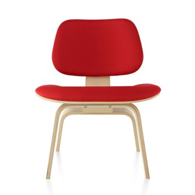 Eames Molded Plywood Lounge Chair with Wood Legs, Upholstered