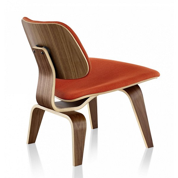 Eames Molded Plywood Lounge Chair with Wood Legs, Upholstered