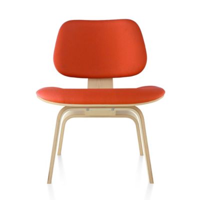 Eames Molded Plywood Lounge Chair with Wood Legs, Upholstered