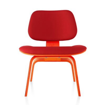 Eames Molded Plywood Lounge Chair with Wood Legs, Upholstered