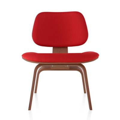 Eames Molded Plywood Lounge Chair with Wood Legs, Upholstered