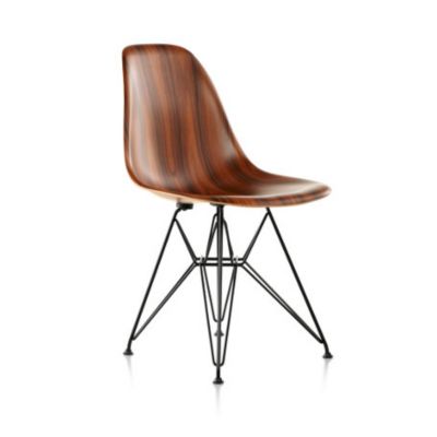 Eames Molded Wood Side Chair with Wire Base