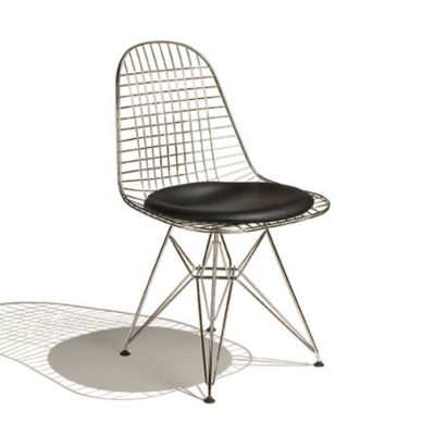 Eames Wire Chair with Leather Seat/Wire Back