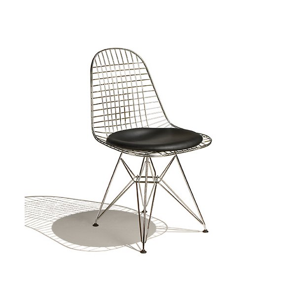 Eames Wire Chair with Leather Seat/Wire Back