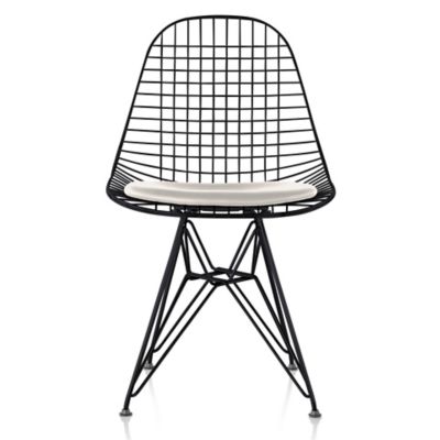 Eames Wire Chair with Leather Seat/Wire Back