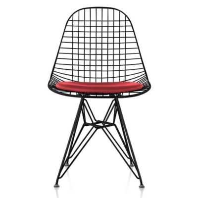 Eames Wire Chair with Leather Seat/Wire Back