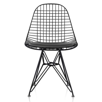 Eames Wire Chair with Leather Seat/Wire Back