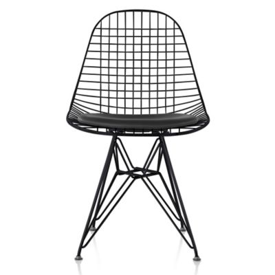 Eames Wire Chair with Leather Seat/Wire Back