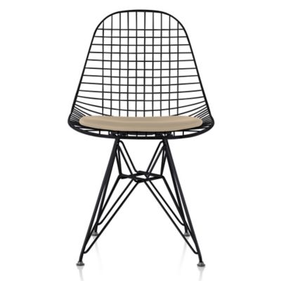 Eames Wire Chair with Leather Seat/Wire Back