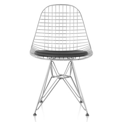 Eames Wire Chair with Leather Seat/Wire Back