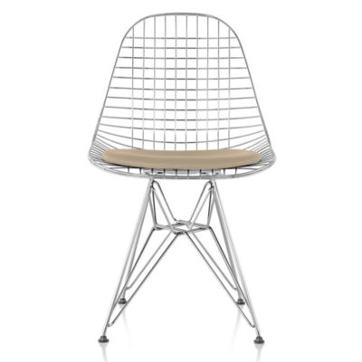 Eames Wire Chair with Leather Seat/Wire Back